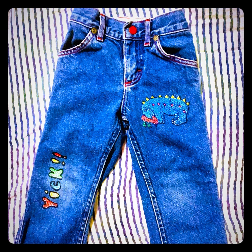 Vintage LEE Brand Jeans w/ Rare Art design sz 3T